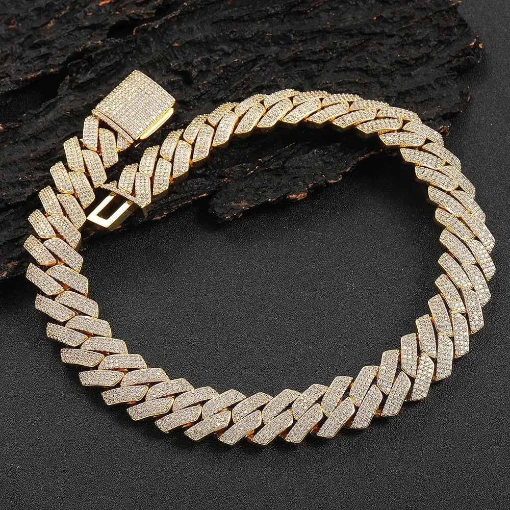 Hip Hop Jewelry 20mm Thick Cuban Link Chain Crystal Miami Gold Silver Two Color Iced Out CZ Cuban Chain Necklace Heritage Chic
