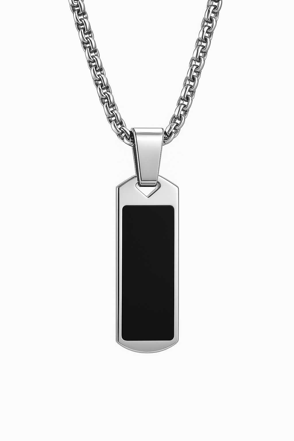 Collar con colgante cuadrado para hombre - Acero inoxidable resistente al agua, estilo minimalista