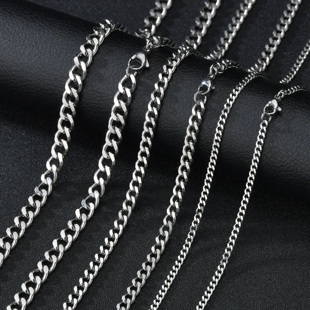 Nextvance Hiphop Rock Necklace Cuban Chain Stainless Steel Width 3/5/7mm Length 40/50/60cm For Man Wholesale Retail Dropshipping Heritage Chic