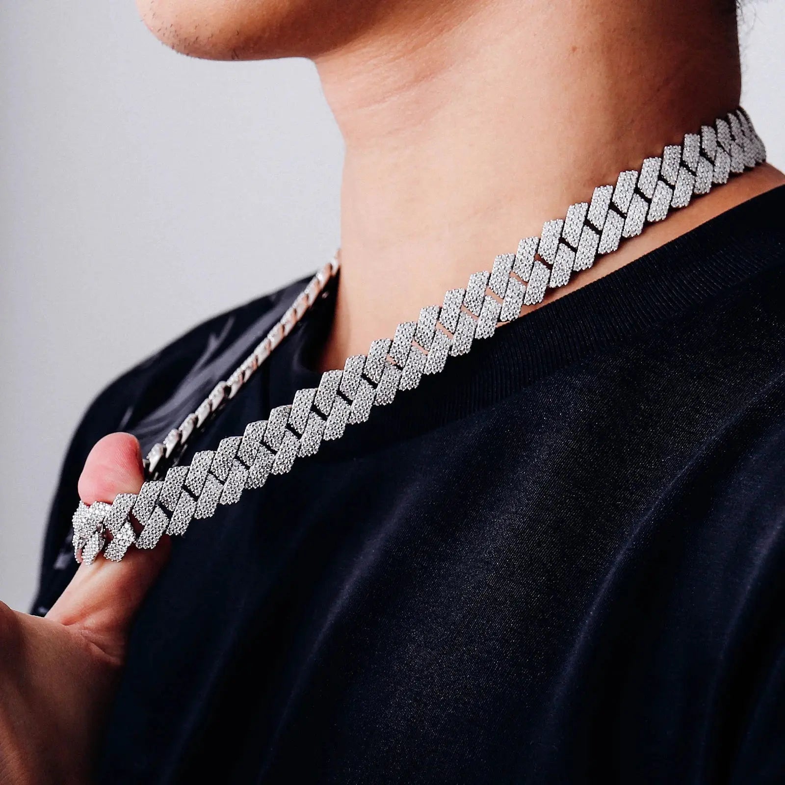 Provence Cuban Chain for Men Moissanite Luxury Link Chain S925 Silver Cuban Necklace for Women 15mm Hip Hop Miami Chokers Heritage Chic
