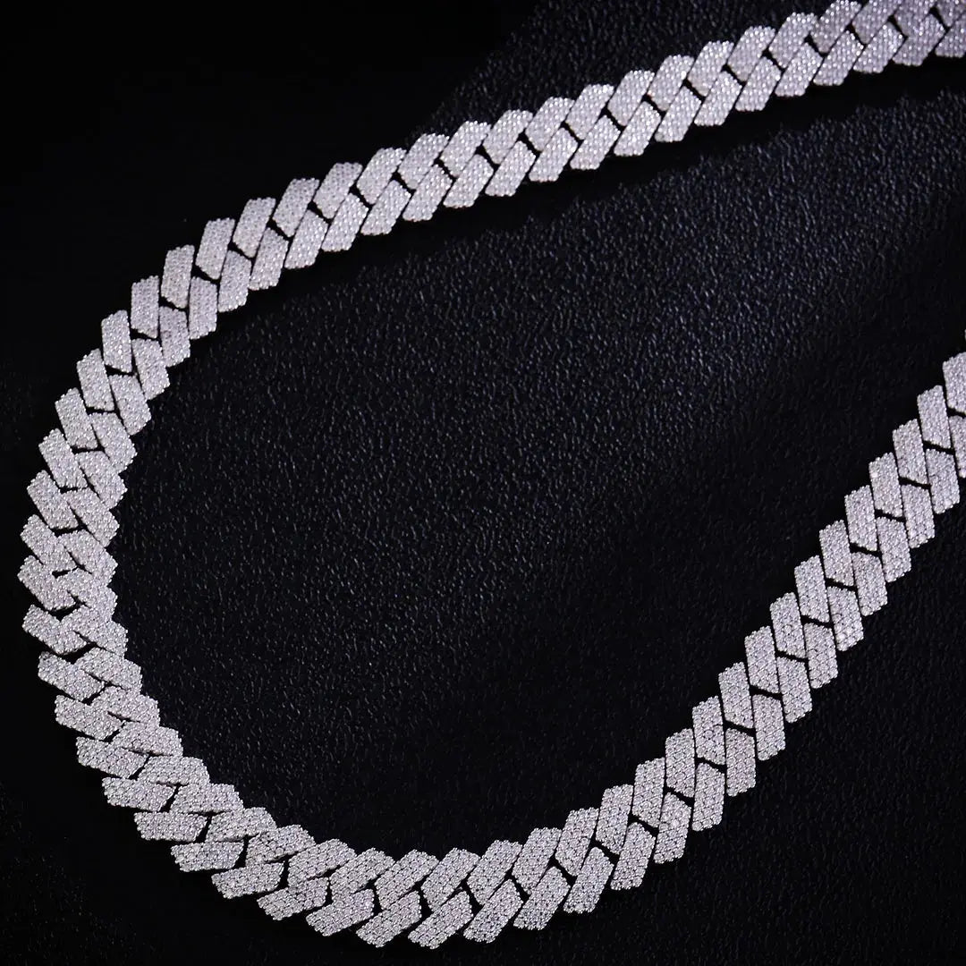 Provence Cuban Chain for Men Moissanite Luxury Link Chain S925 Silver Cuban Necklace for Women 15mm Hip Hop Miami Chokers Heritage Chic