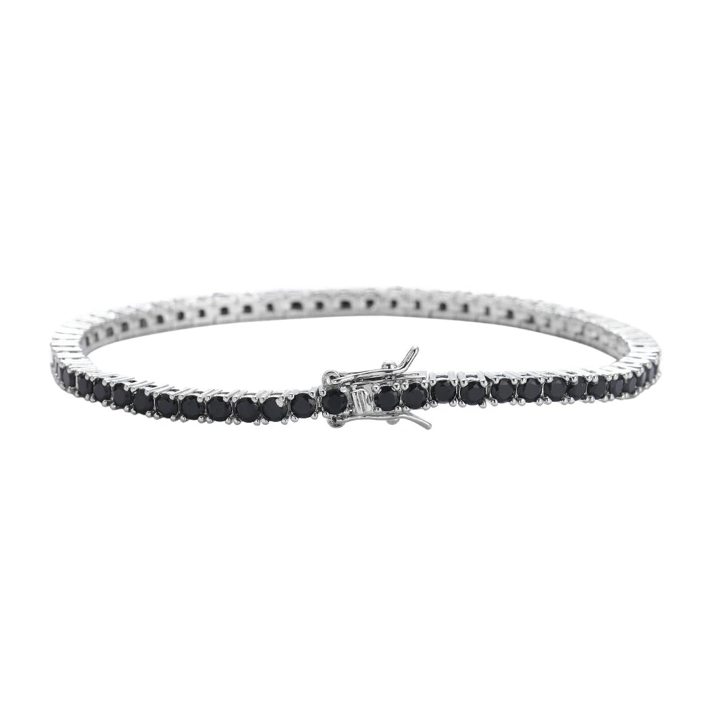 Bracelet Tennis Zirconia Noir– Élégance Urbaine Unisexe