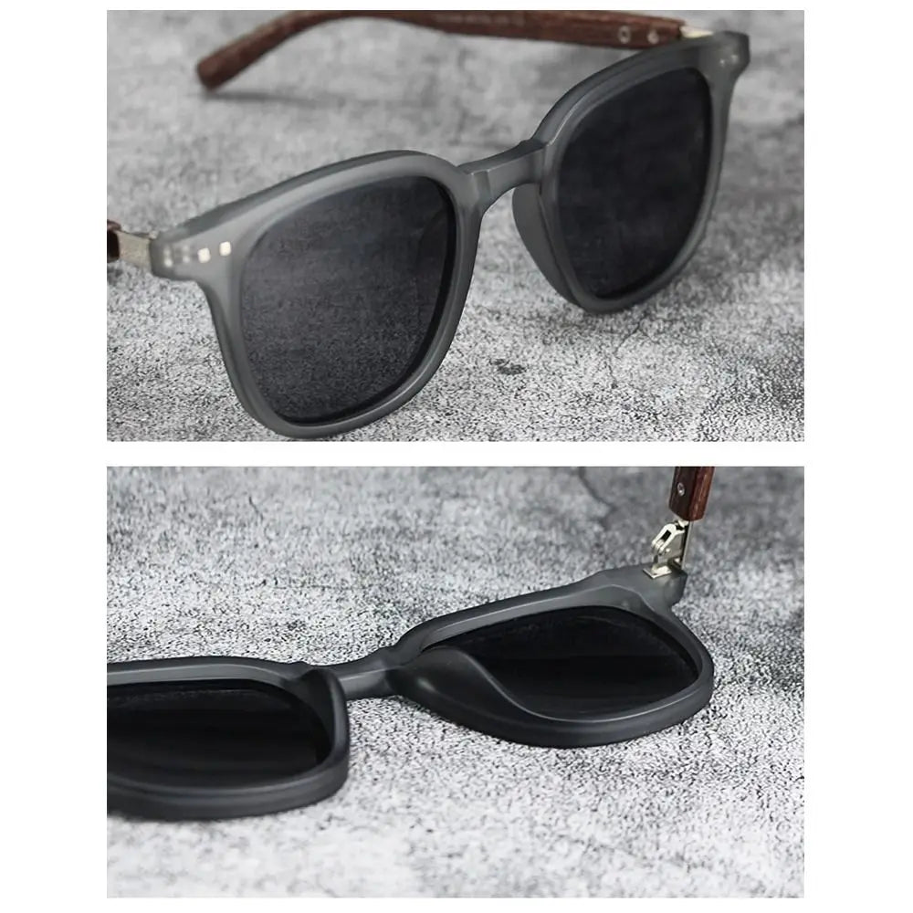 Lunettes de Soleil Unisex Effet Bois – Style Rétro UV400