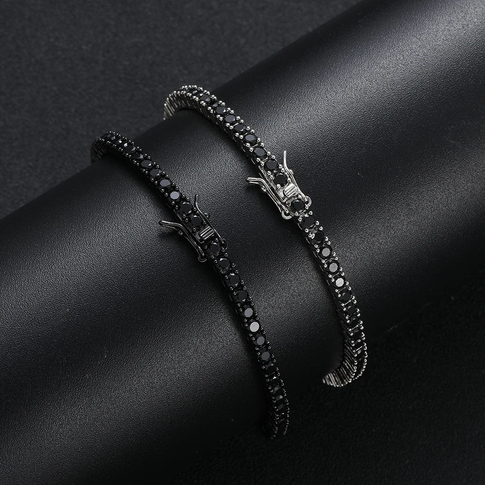 Bracelet Tennis Zirconia Noir– Élégance Urbaine Unisexe