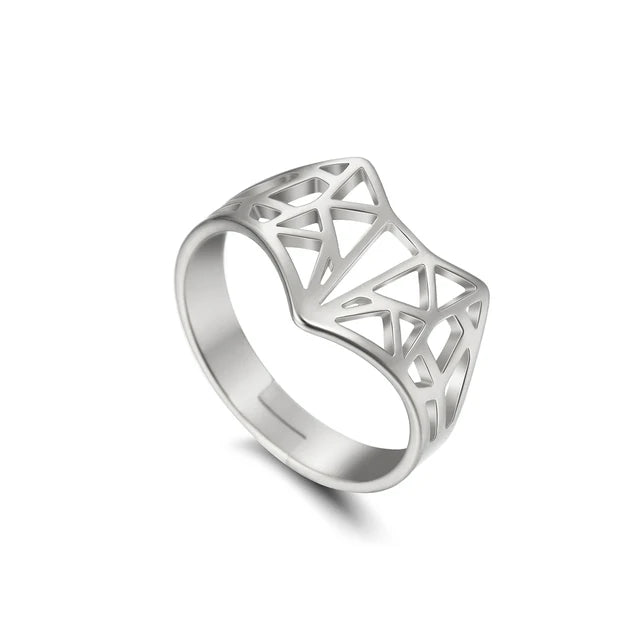 Bague Ajustable Fantaisie, Acier Inoxydable Argenté, Motifs Originaux pour Femmes Adultes