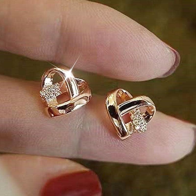 14K Gold Heart Earrings, Micro Chic Elegance