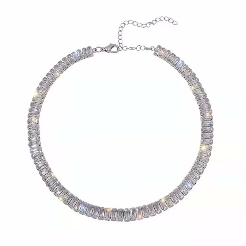 Collier Ras de Cou Zircon Femme Carré Luxe