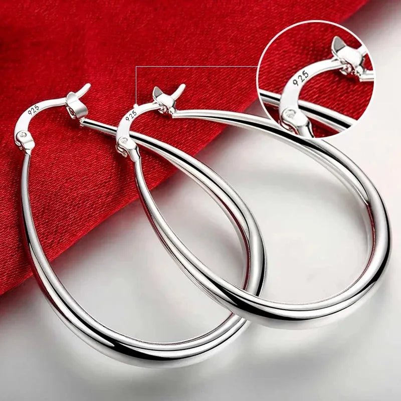 Oval earrings, gold plated, timeless elegance