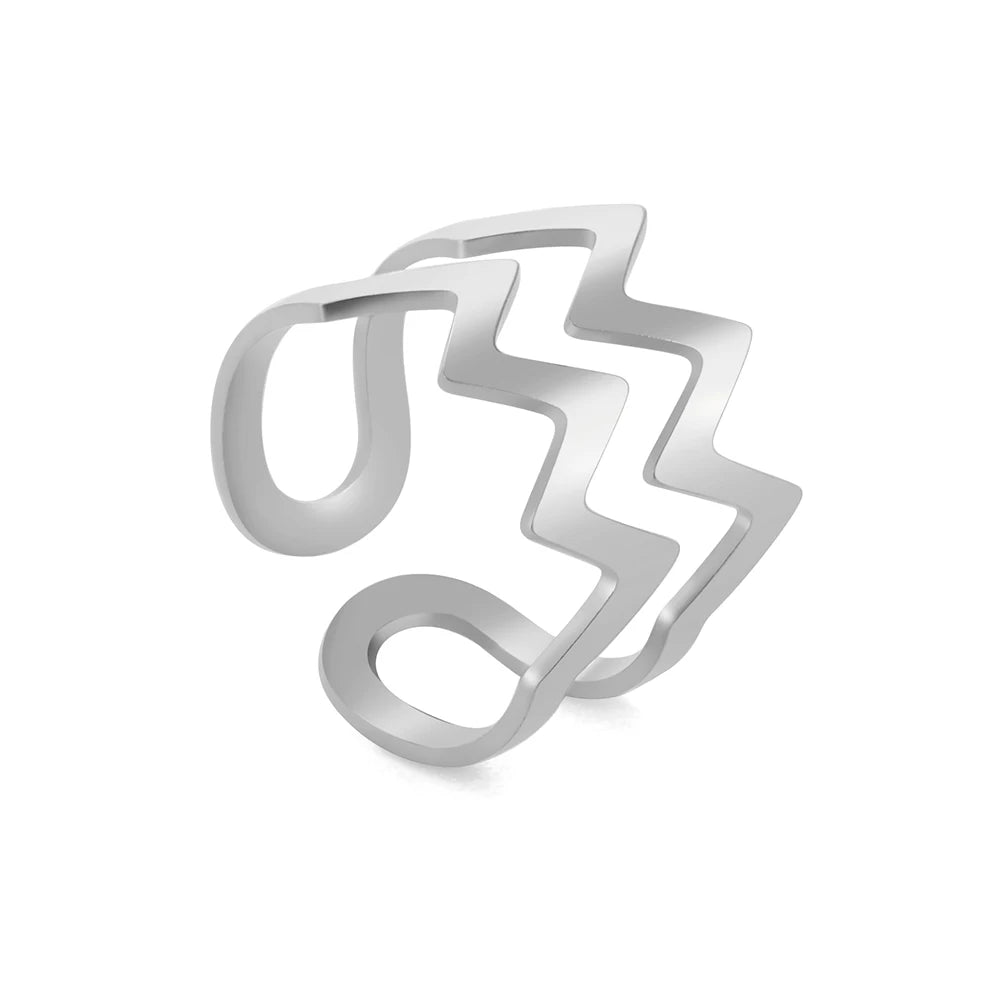 Bague Ajustable Fantaisie, Acier Inoxydable Argenté, Motifs Originaux pour Femmes Adultes