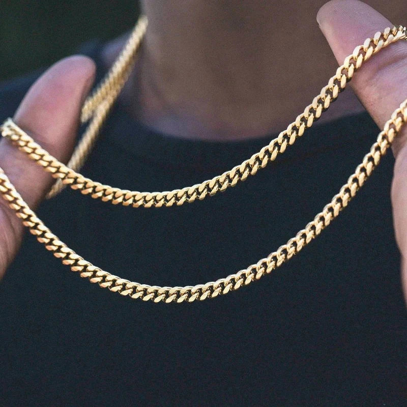 Cadena clásica de acero inoxidable para hombre - Oro y plata