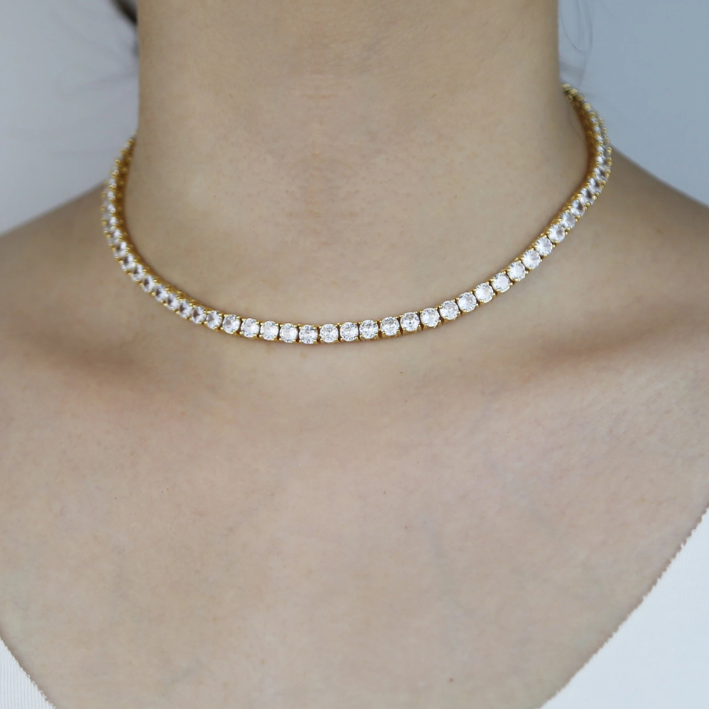 Collier Tennis 4mm Zircon Cubique – Luxe Brillant Femme