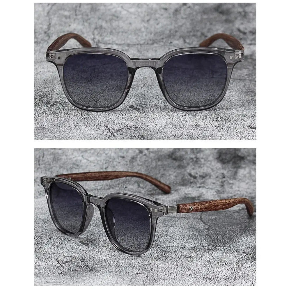 Lunettes de Soleil Unisex Effet Bois – Style Rétro UV400