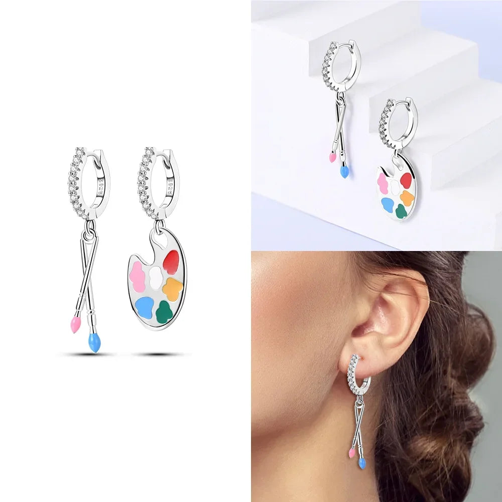 Boucles d’Oreilles Cœur en Argent 925 Certifié – Zircon Coloré Élégant 2025