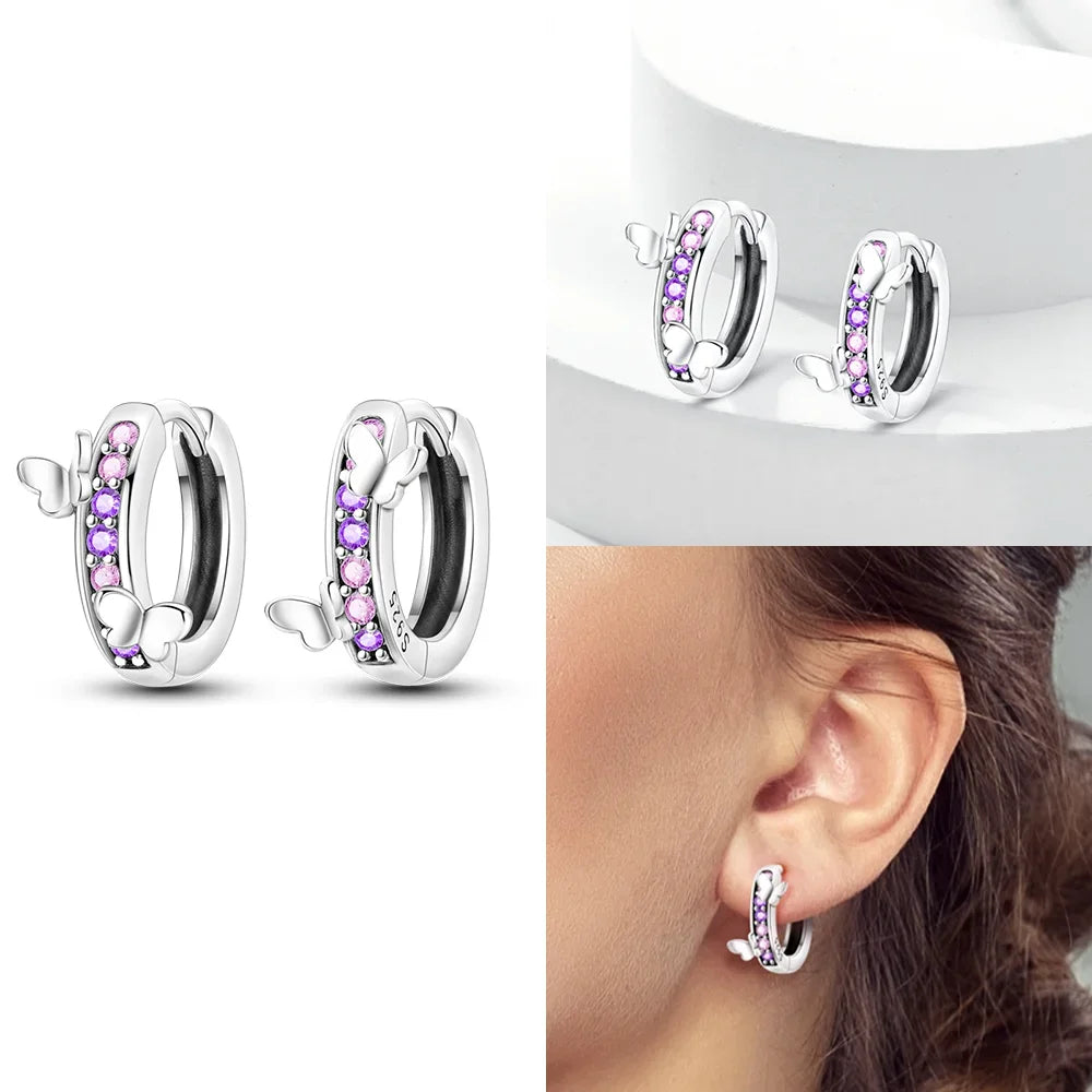 Boucles d’Oreilles Cœur en Argent 925 Certifié – Zircon Coloré Élégant 2025