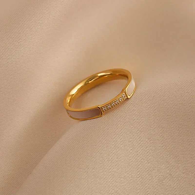 Bague Dorée Femme zircon–Acier Inoxydable, Élégance Discrète
