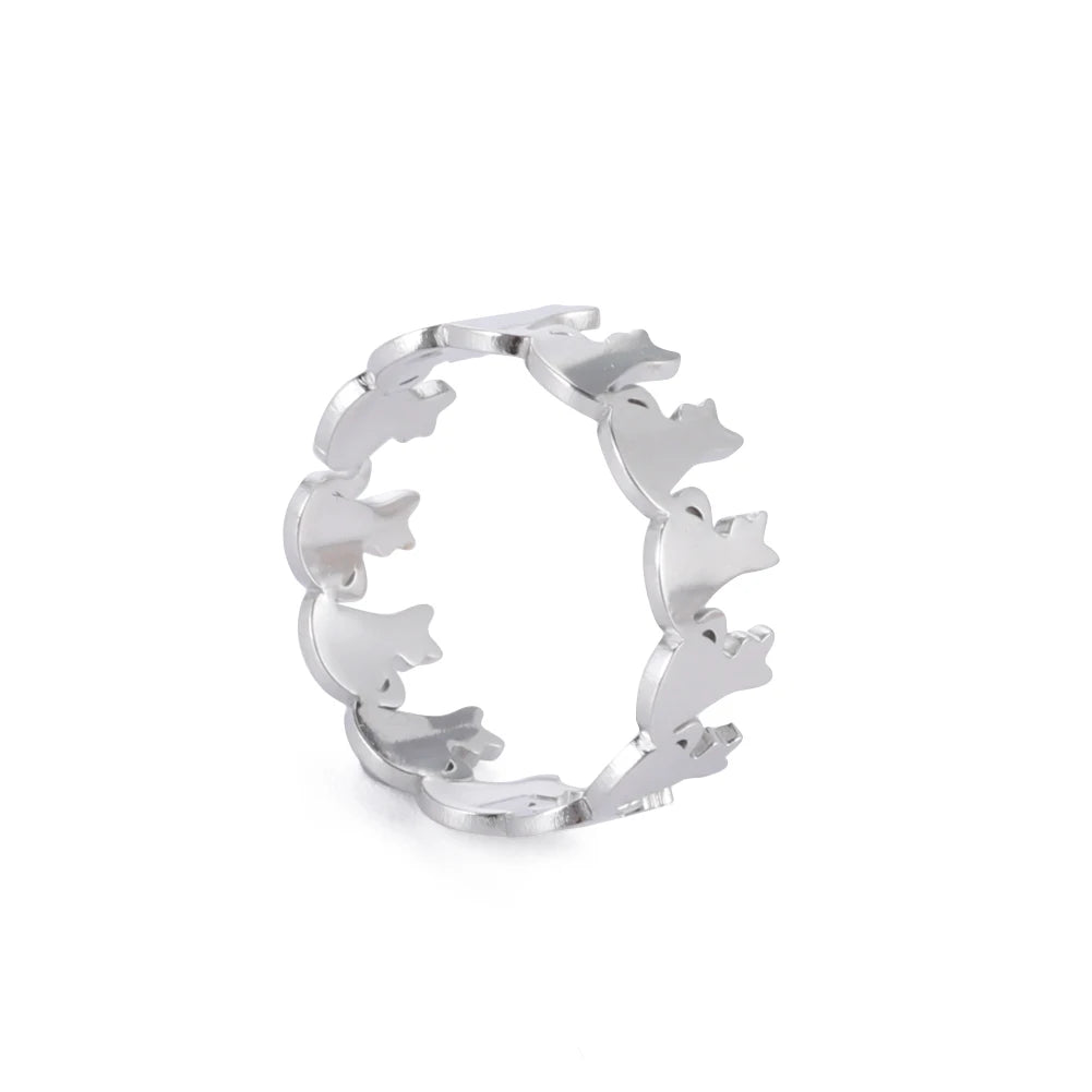 Bague Ajustable Fantaisie, Acier Inoxydable Argenté, Motifs Originaux pour Femmes Adultes