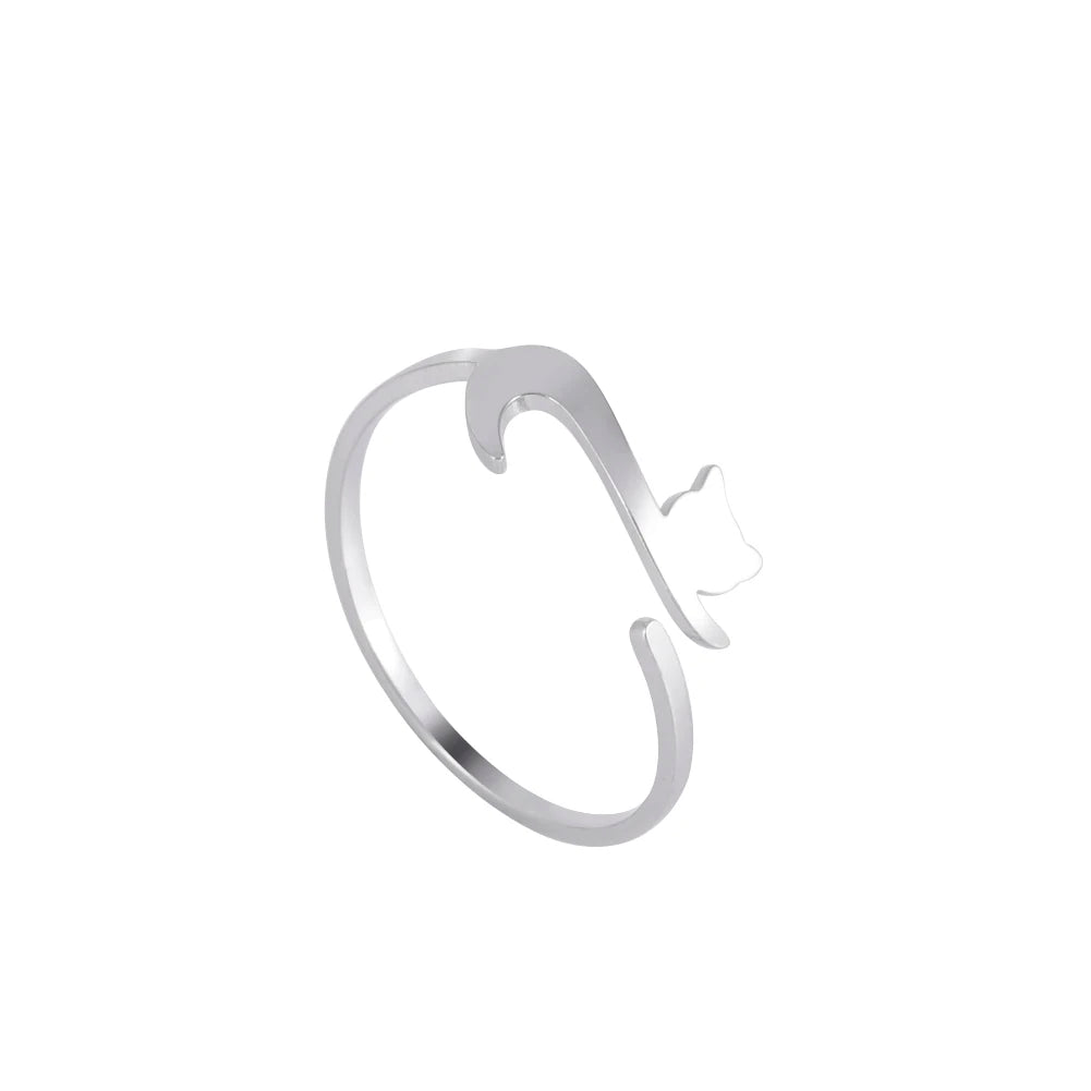 Bague Ajustable Fantaisie, Acier Inoxydable Argenté, Motifs Originaux pour Femmes Adultes