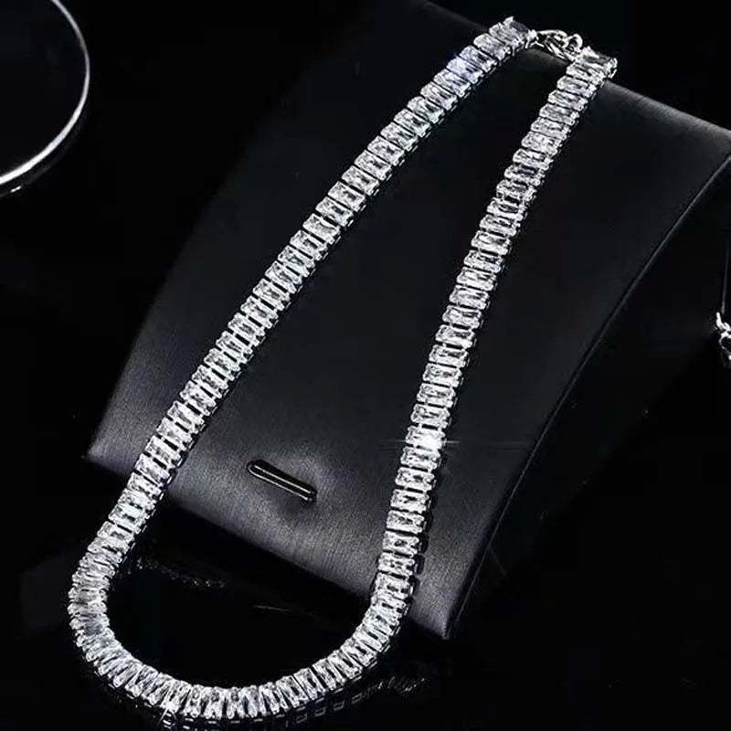 Collier Ras de Cou Zircon Femme Carré Luxe