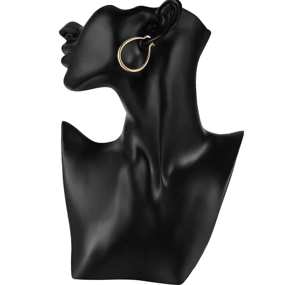 Oval earrings, gold plated, timeless elegance