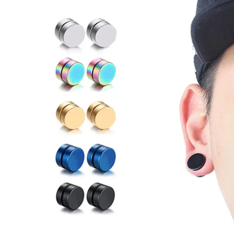 Pendientes magnéticos unisex de clip sin perforación en acero inoxidable
