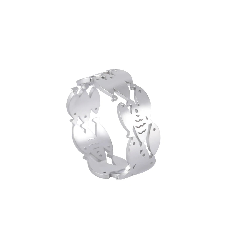 Bague Ajustable Fantaisie, Acier Inoxydable Argenté, Motifs Originaux pour Femmes Adultes