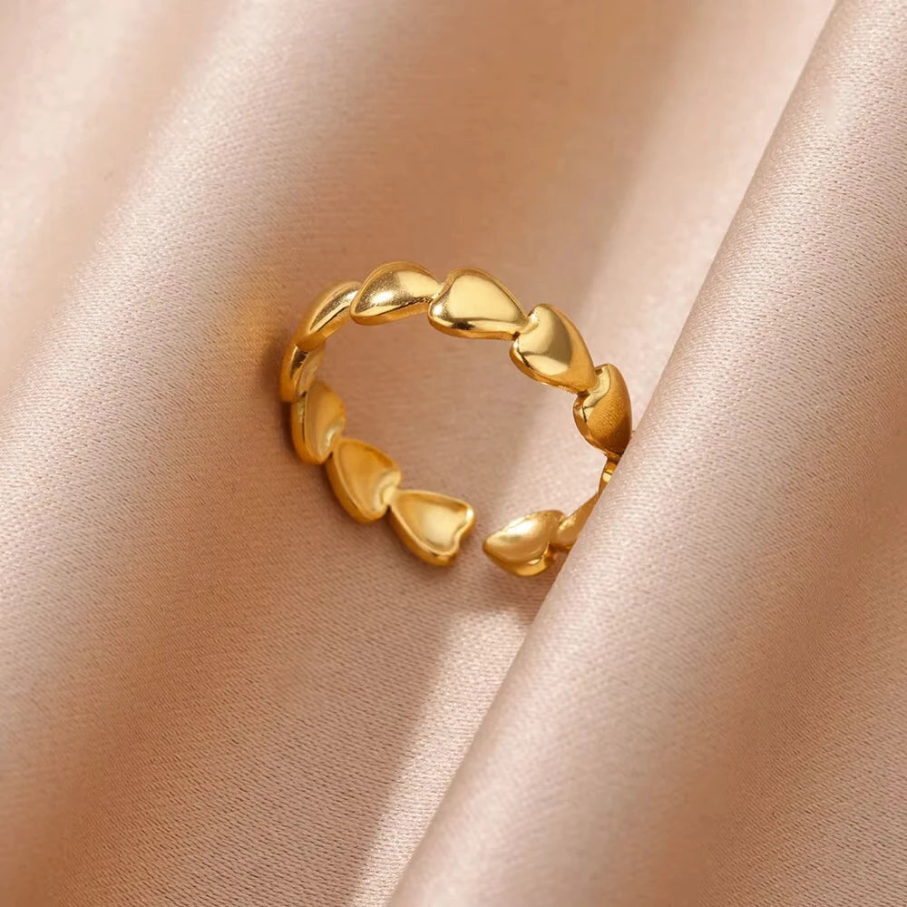 Bague œil Protecteur – Acier Inoxydable Doré, Ajustable, Design Géométrique avec Zircone
