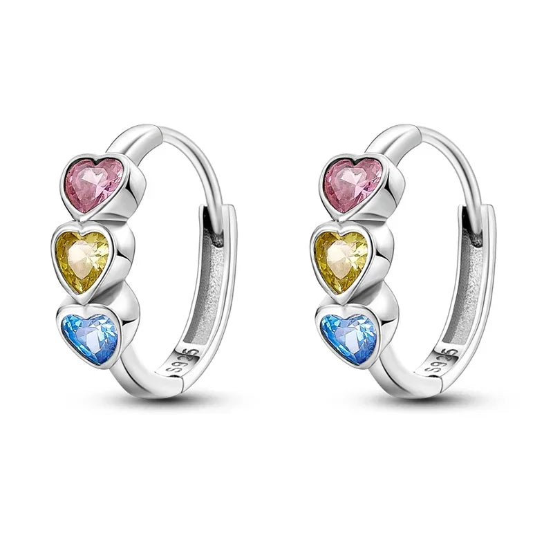 Boucles d’Oreilles Cœur en Argent 925 Certifié – Zircon Coloré Élégant 2025