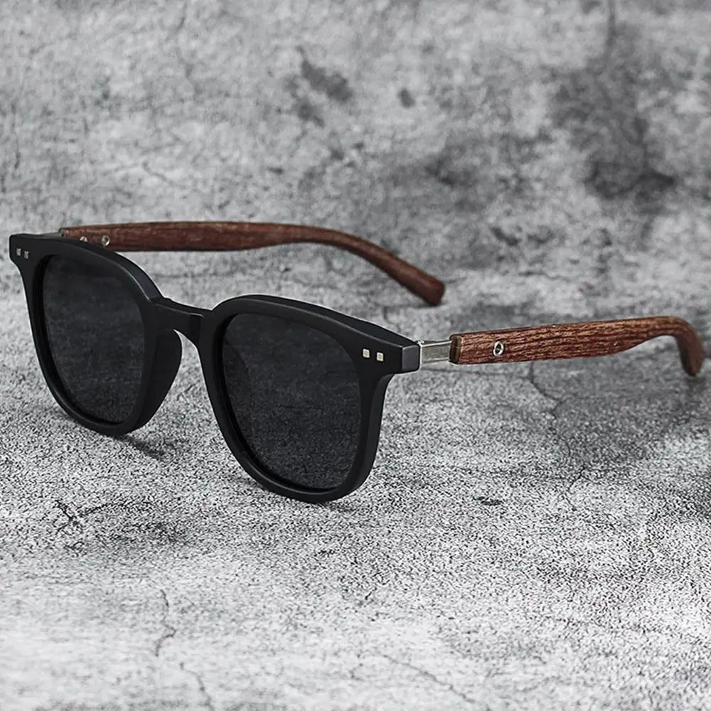 Lunettes de Soleil Unisex Effet Bois – Style Rétro UV400