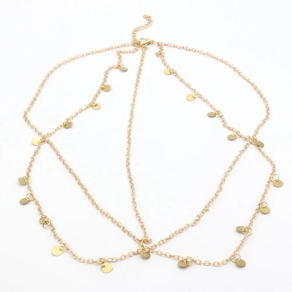 Cadena para la cabeza bohemia con cuentas doradas: joya para el cabello para mujer, para bodas, fiestas o festivales.