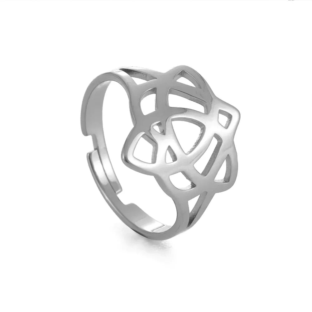 Bague Ajustable Fantaisie, Acier Inoxydable Argenté, Motifs Originaux pour Femmes Adultes