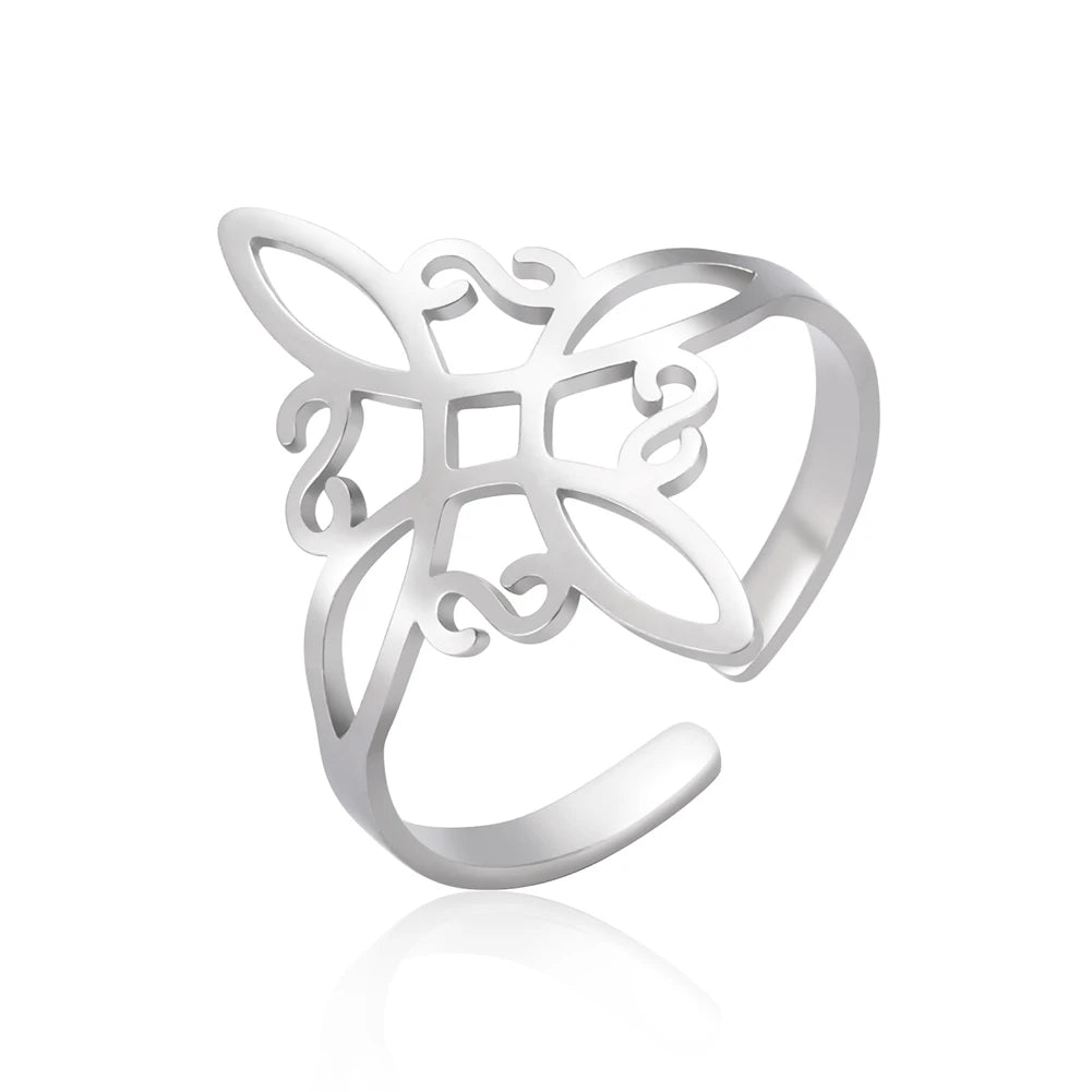 Bague Ajustable Fantaisie, Acier Inoxydable Argenté, Motifs Originaux pour Femmes Adultes