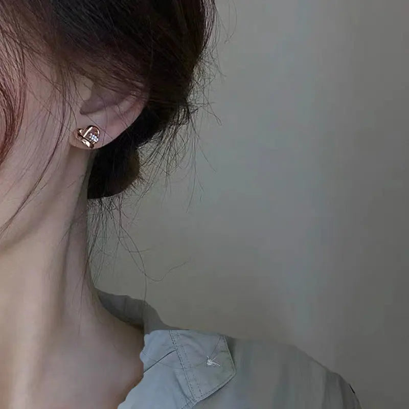 14K Gold Heart Earrings, Micro Chic Elegance