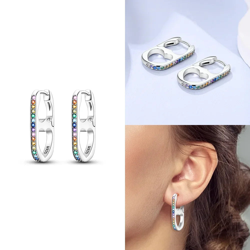 Boucles d’Oreilles Cœur en Argent 925 Certifié – Zircon Coloré Élégant 2025