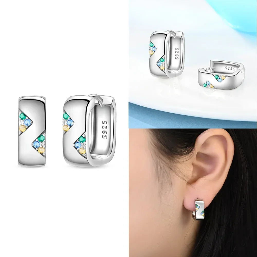 Boucles d’Oreilles Cœur en Argent 925 Certifié – Zircon Coloré Élégant 2025