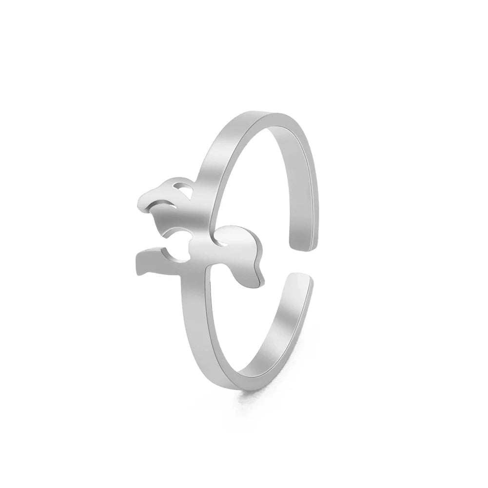 Bague Ajustable Fantaisie, Acier Inoxydable Argenté, Motifs Originaux pour Femmes Adultes