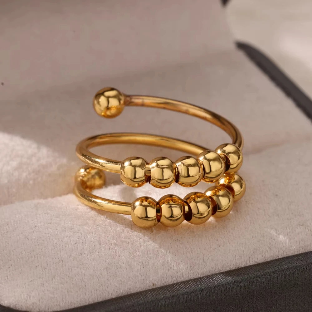 Bague œil Protecteur – Acier Inoxydable Doré, Ajustable, Design Géométrique avec Zircone