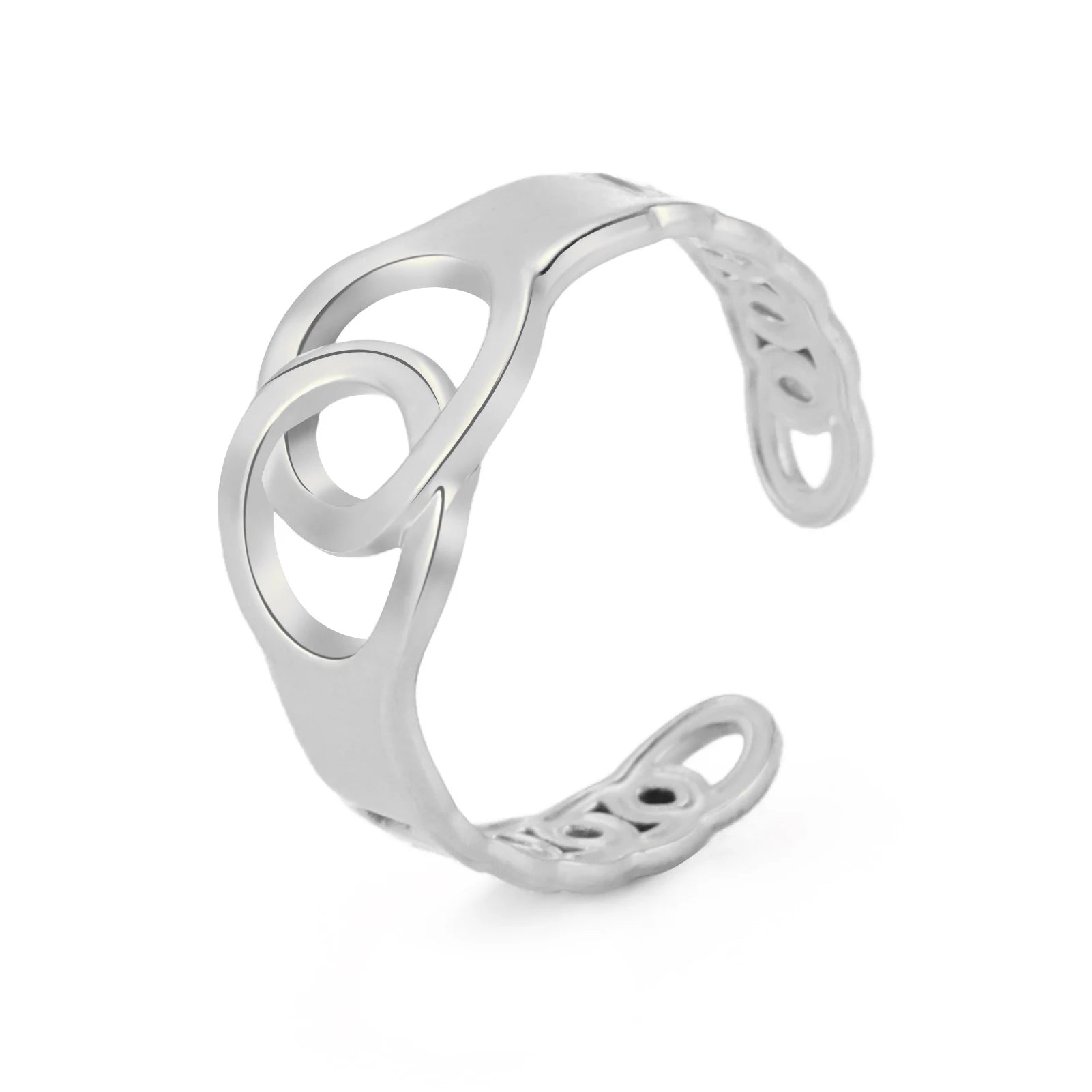 Bague Ajustable Fantaisie, Acier Inoxydable Argenté, Motifs Originaux pour Femmes Adultes
