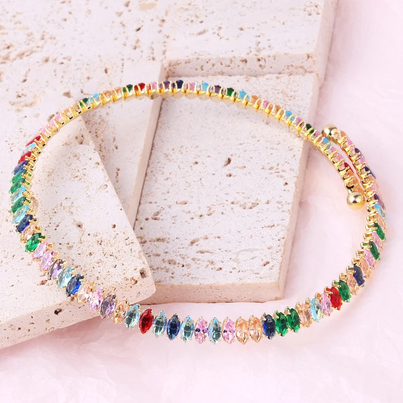 Collier Tennis Multicolore Femme – Zircon Brillant