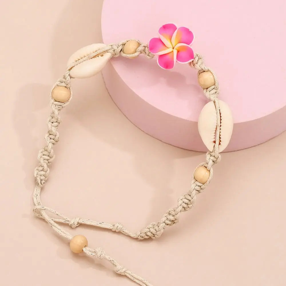 Tobillera de estrella de mar JOWomen para mujer, joyería de playa, pulsera bohemia de concha de caracol para la pierna, tobillera con cuentas y flores