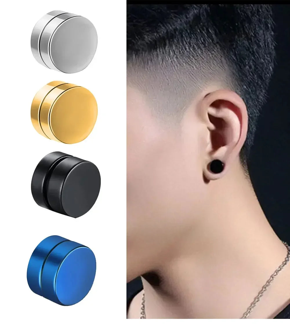 Pendientes magnéticos unisex de clip sin perforación en acero inoxidable