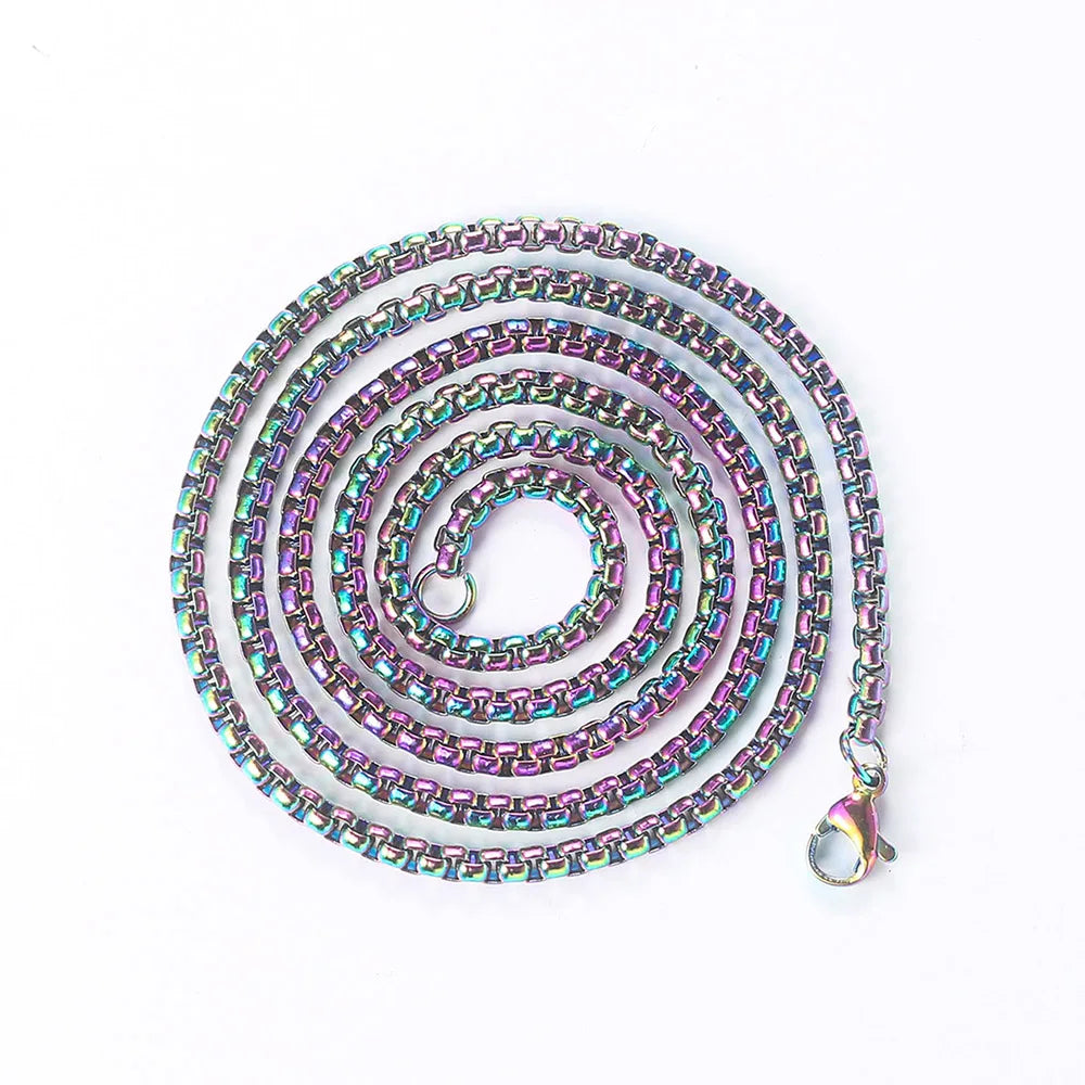 Cadena cuadrada de acero inoxidable estilo urbano unisex dorada y plateada