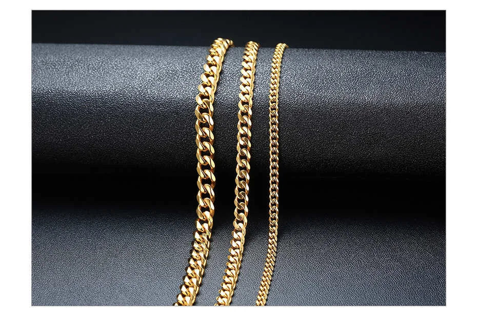 Cadena clásica de acero inoxidable para hombre - Oro y plata