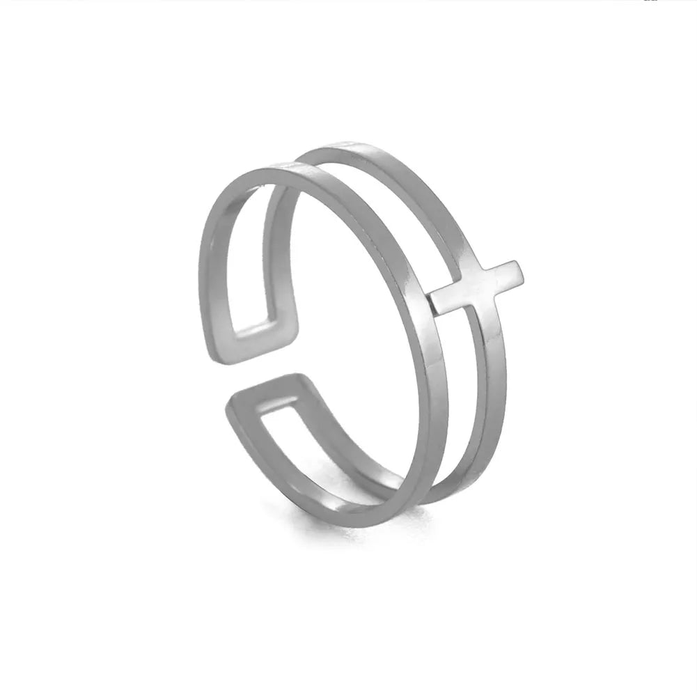 Bague Ajustable Fantaisie, Acier Inoxydable Argenté, Motifs Originaux pour Femmes Adultes