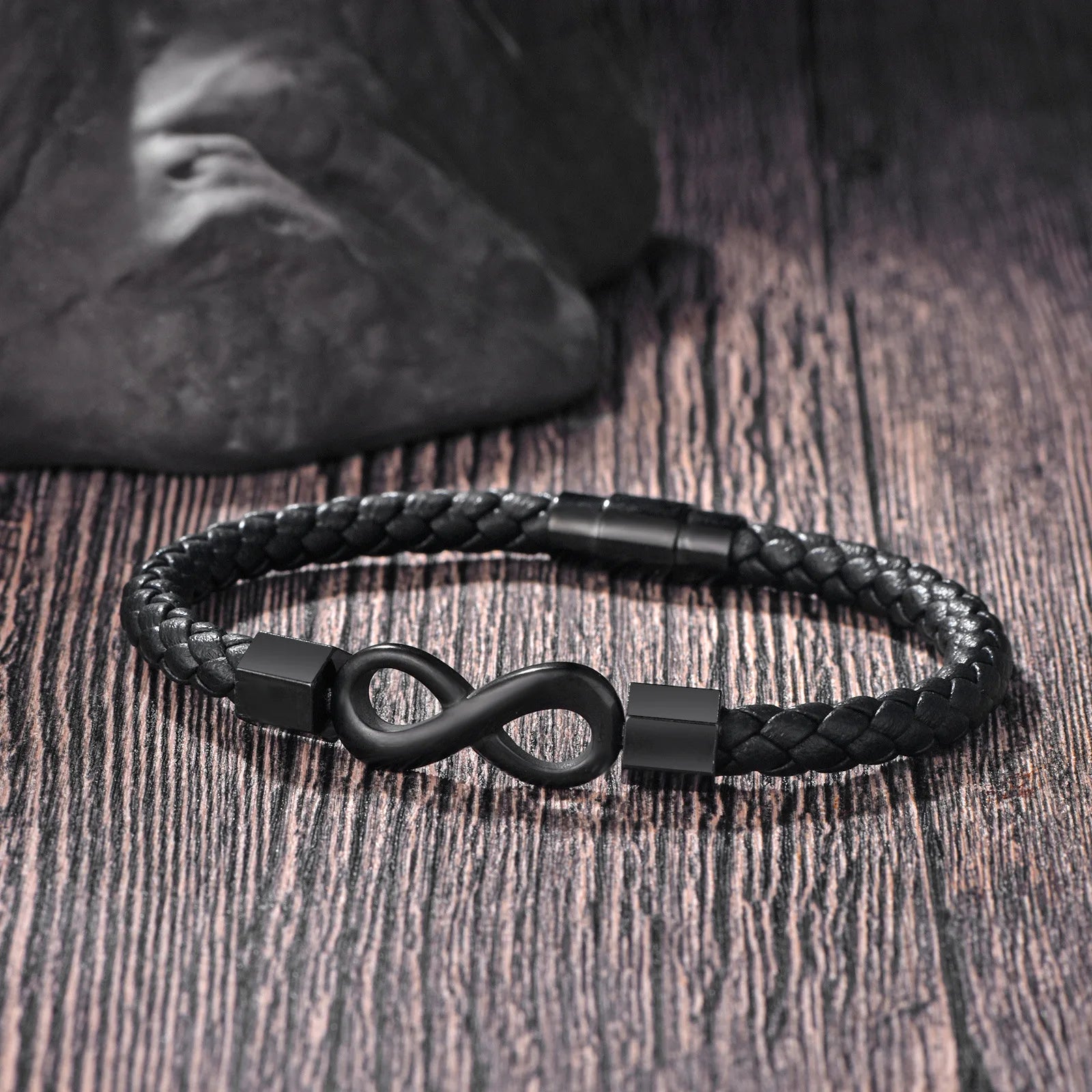 Bracelet Homme Acier et Cuir – Élégance Infinie pour Cadeau ou Style Business
