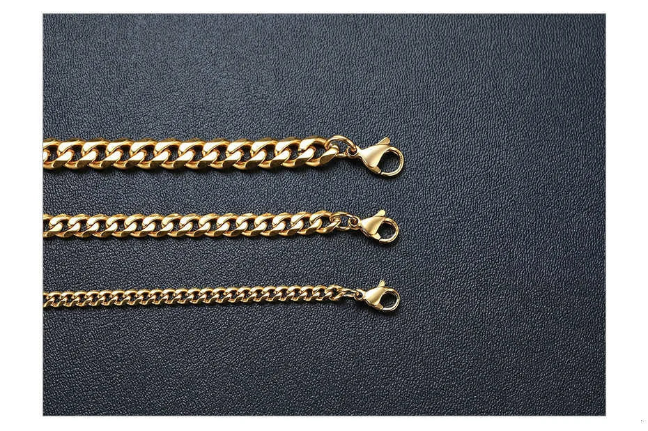 Cadena clásica de acero inoxidable para hombre - Oro y plata