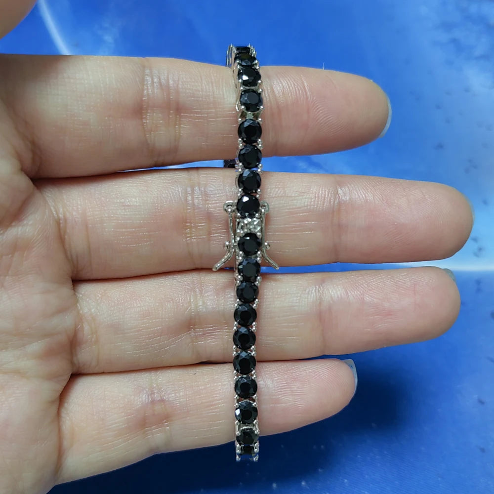 Bracelet Tennis Zirconia Noir– Élégance Urbaine Unisexe