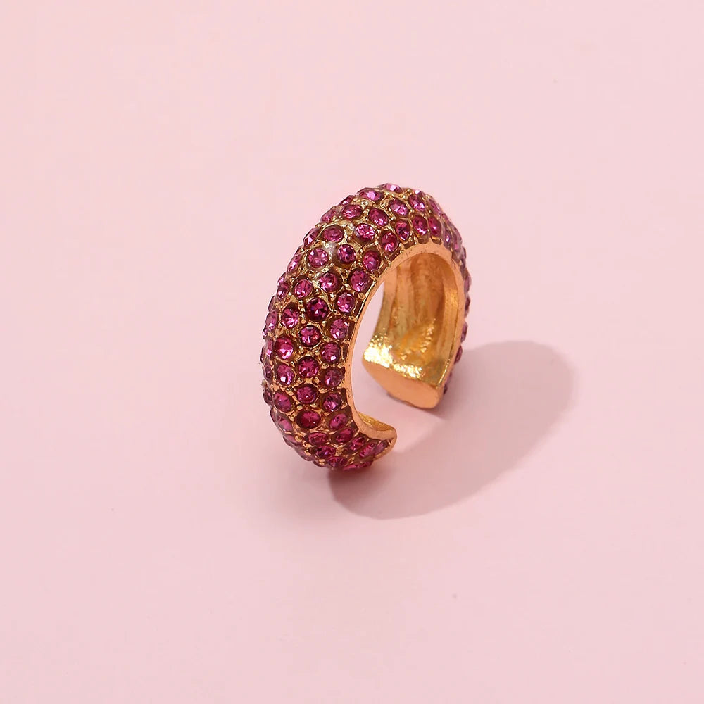 Clip d’Oreille Sans Perçage en Forme de C, Cristaux Zircon, Style Empilable