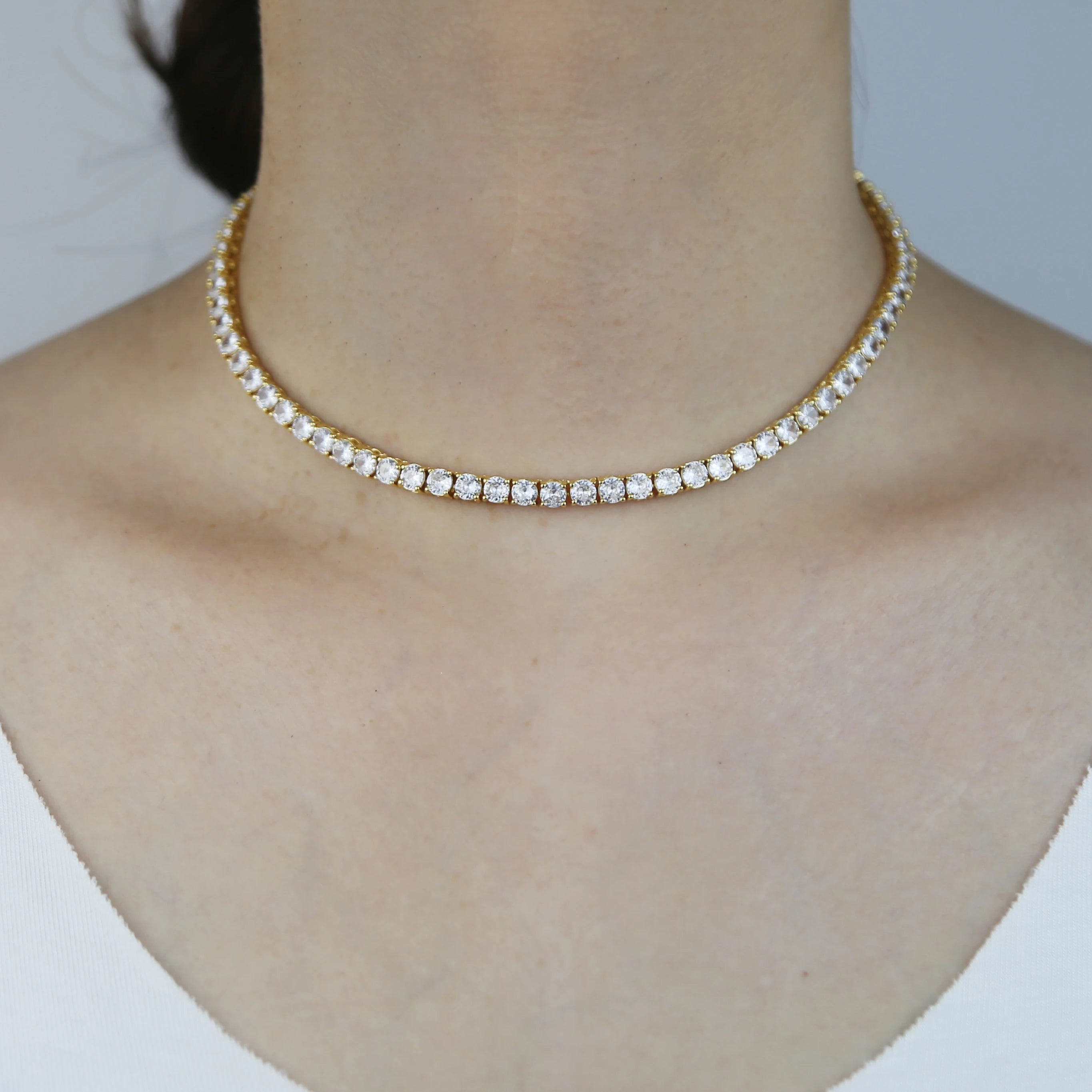 Collier Tennis 4mm Zircon Cubique – Luxe Brillant Femme