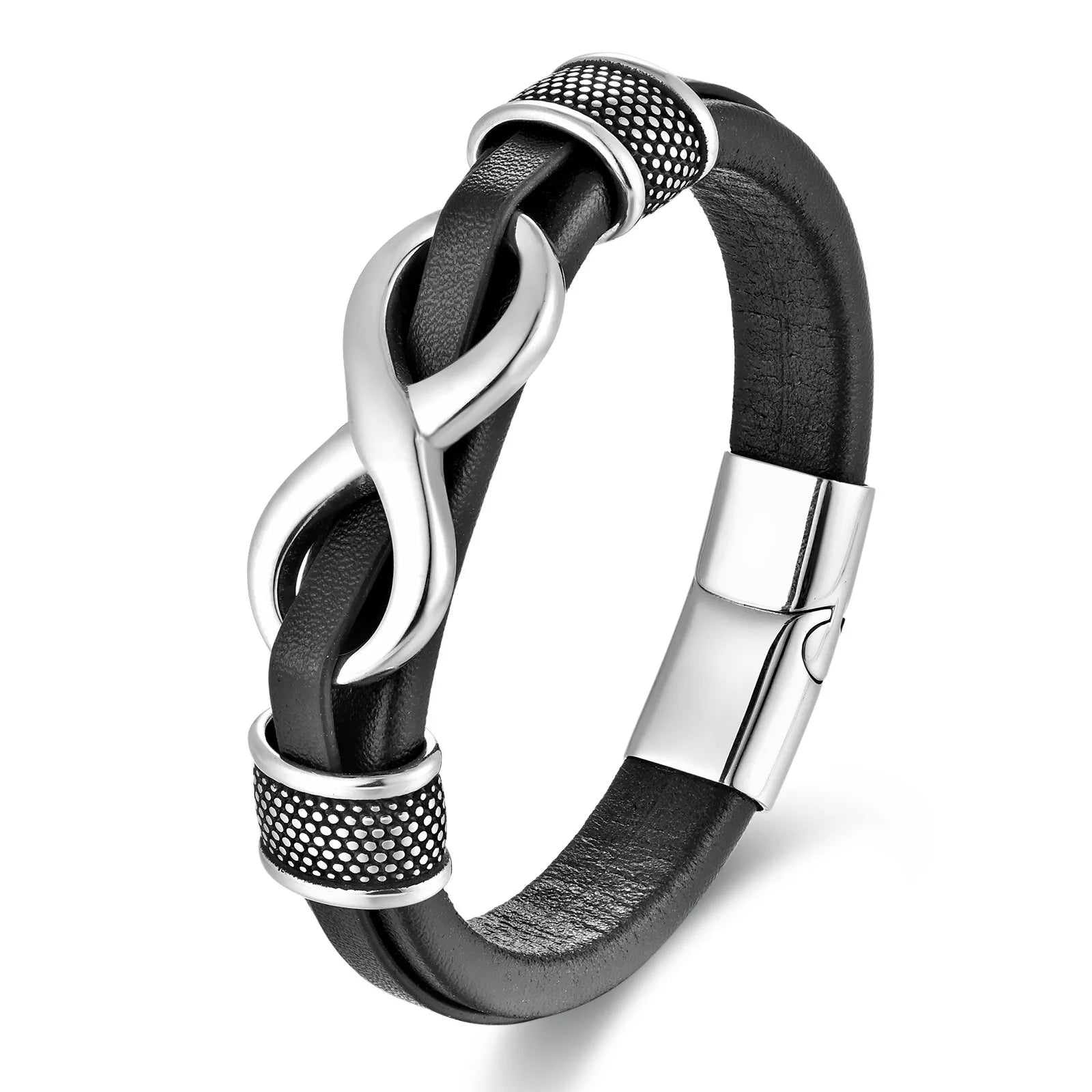 Bracelet Homme Acier et Cuir – Élégance Infinie pour Cadeau ou Style Business