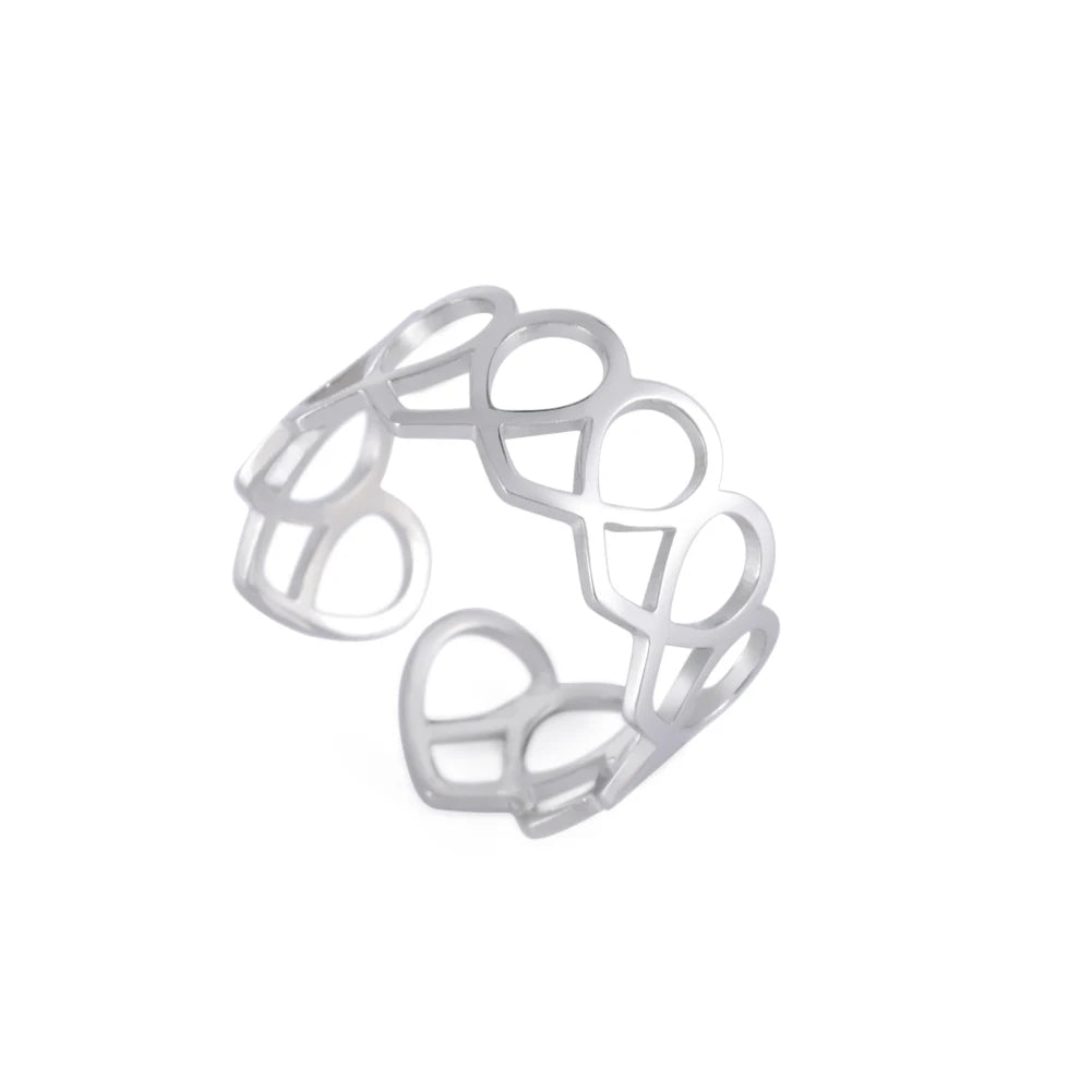 Bague Ajustable Fantaisie, Acier Inoxydable Argenté, Motifs Originaux pour Femmes Adultes